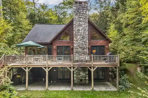 Rare Log Home on Great Pond