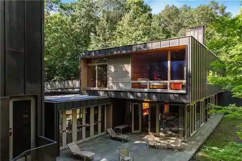 Designer Lakefront Retreat with Douglas Fir Finishes & Blue Stone Flooring