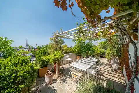 Duplex with Landscaped Terrace and Eiffel Tower View