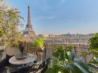 Balcony Living Overlooking Eiffel and Seine